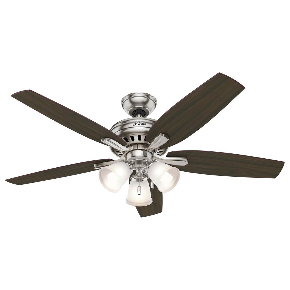 Hunter Newsome 52" Ceiling Fan with 3 Lights in Brushed Nickel, , large