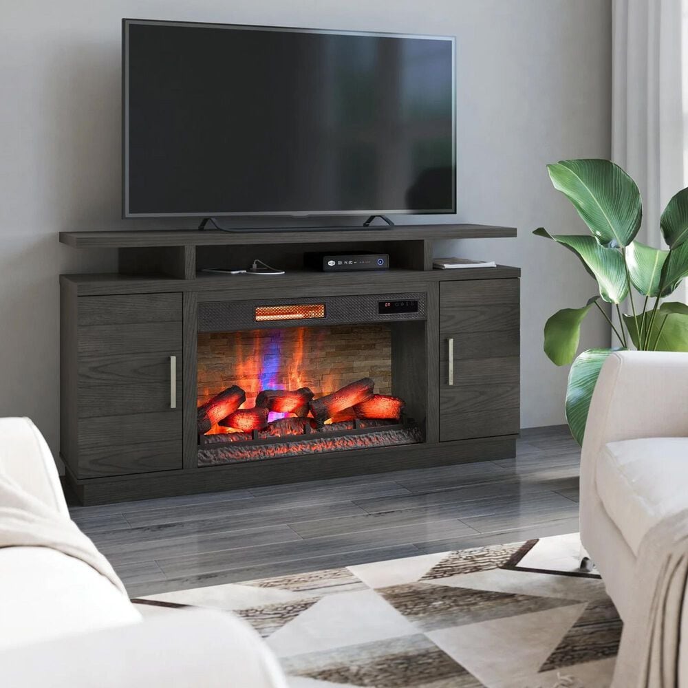 Fabio Flames Breya 70&quot; Fireplace TV Stand in Brown Tifton Oak, , large