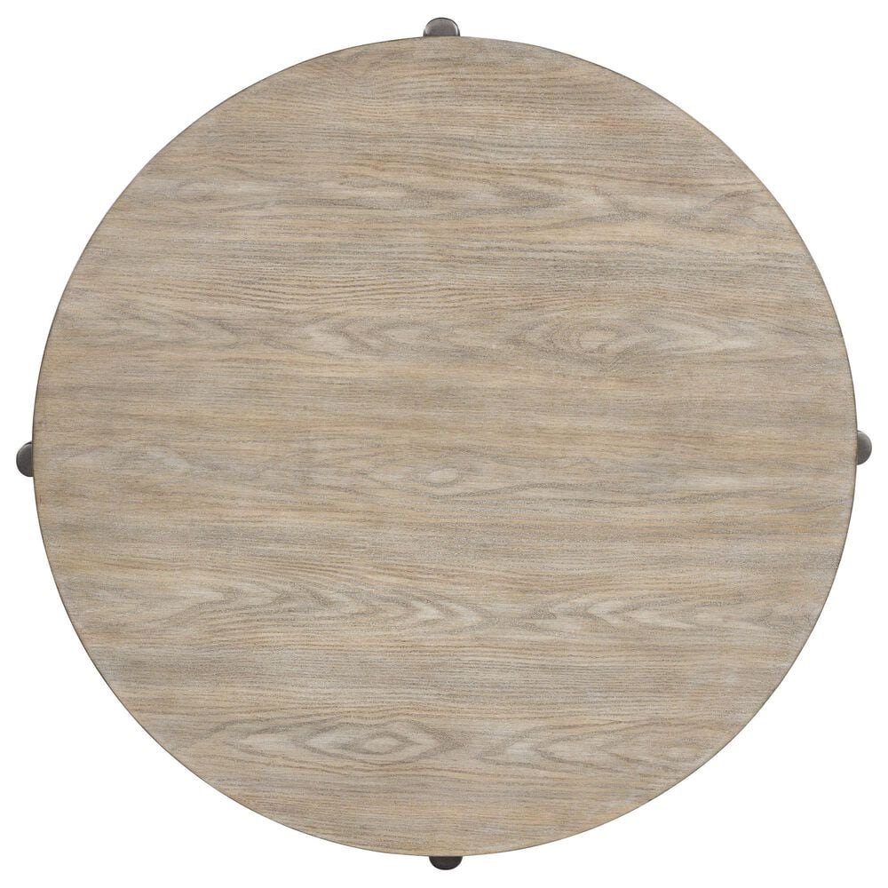 Ashley Dyonton Round Cocktail Table in Light Grayish Brown and Gunmetal, , large