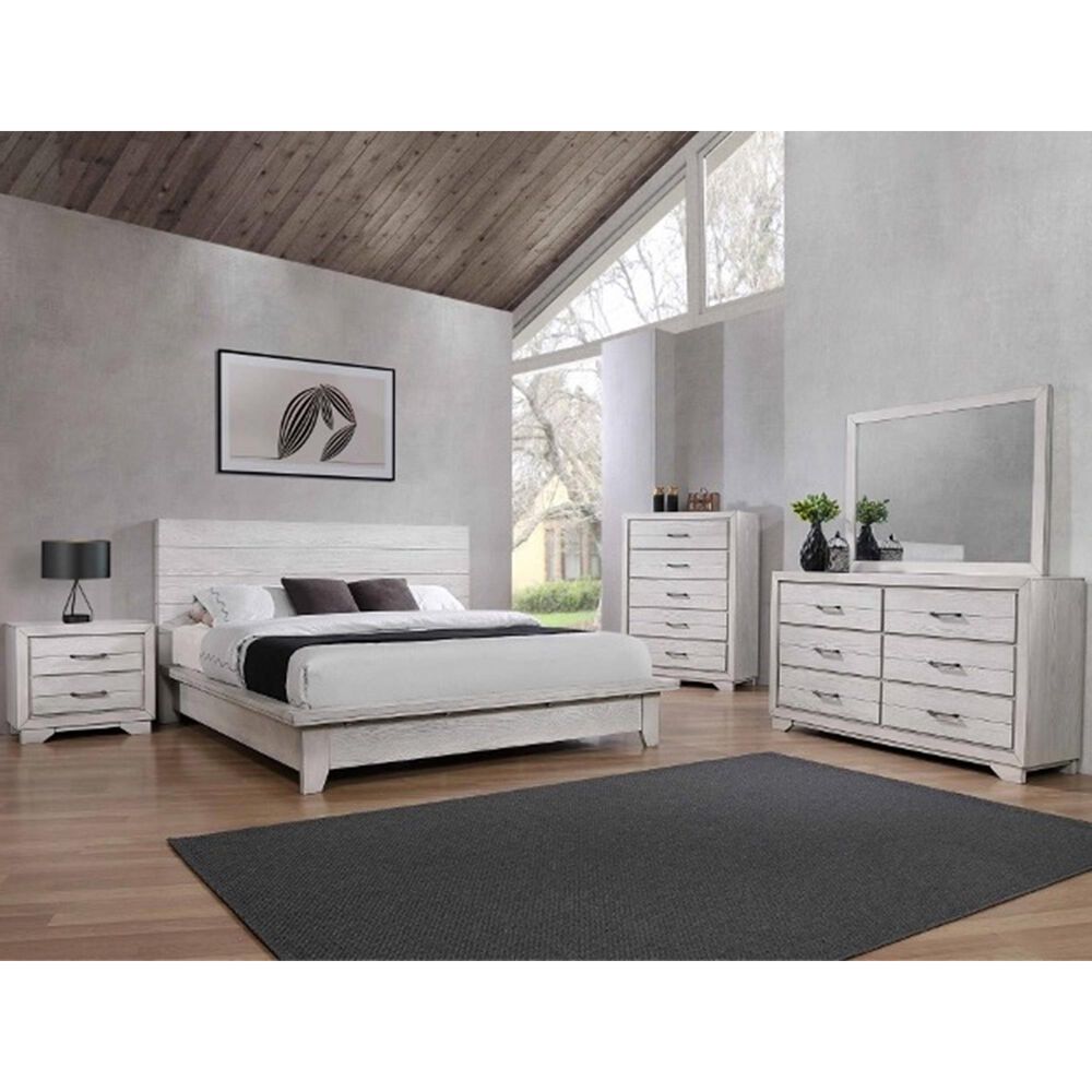 Claremont White Sands Queen Platform Bed in Chalk White, , large
