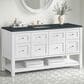 James Martin Vanities Breckenridge 60" Single Bathroom Vanity in Bright White with 3 cm Charcoal Soapstone Quartz Top and Rectangular Sink, , large