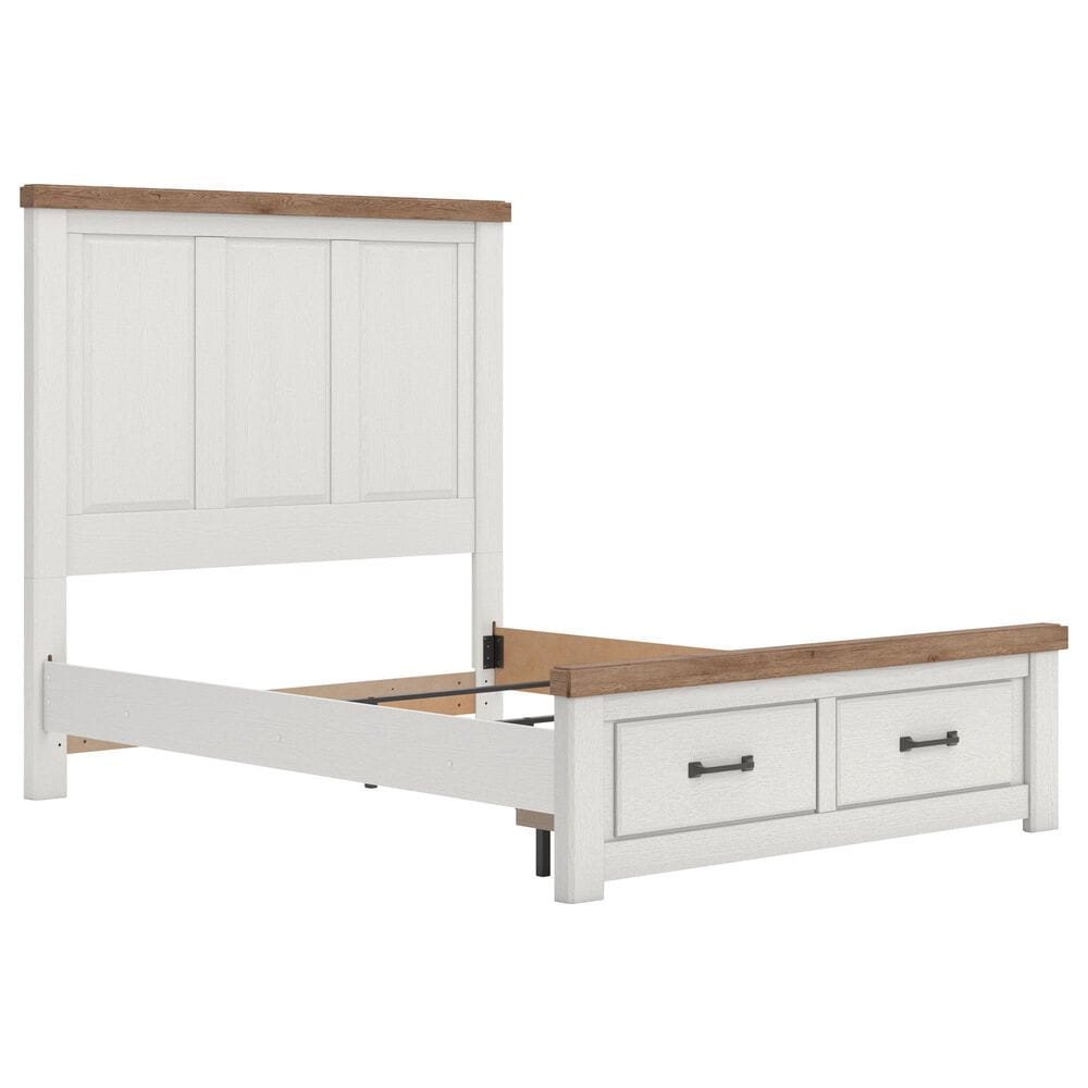 Ashley Savonport 4 Piece Queen Storage Bedroom Set in White and Brown, , large