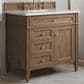James Martin Brittany 36" Single Bathroom Vanity in Pecan with 3 cm Ethereal Noctis Silestone Top and Rectangular Sink, , large