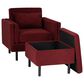 Linon Home Decor Wallis Accent Chair with Ottoman in Berry, , large