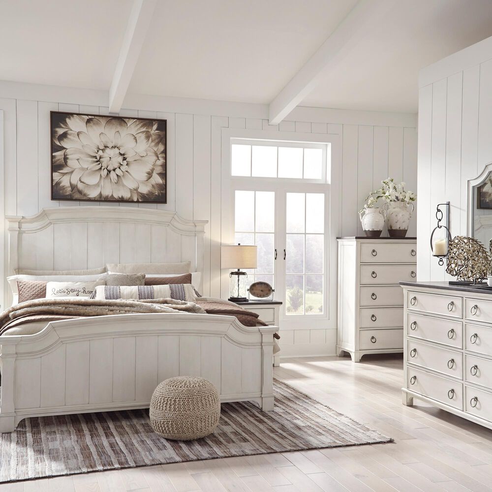 Signature Design By Ashley Nashbryn 4 Piece King Bedroom Set In Whitewash And Dark Brown Nebraska Furniture Mart