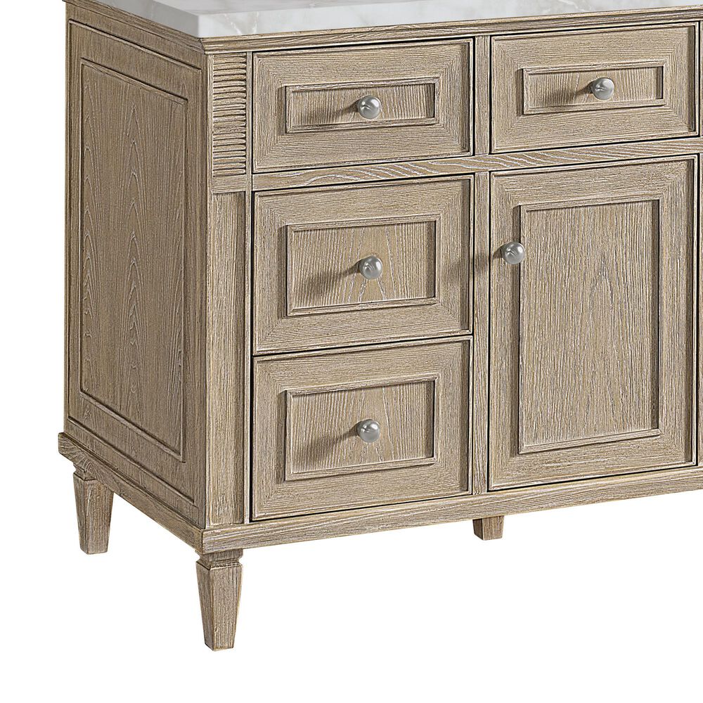 James Martin Vanities Lorelai 48" Single Bathroom Vanity in Whitewashed Oak with 3 cm Eternal Jasmine Pearl Silestone Top, Rectangular Sink and FreePower Wireless Charger, , large