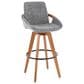 Lumisource Cosmo Swivel Barstool with Grey Noise Cushion in Walnut and Black, , large