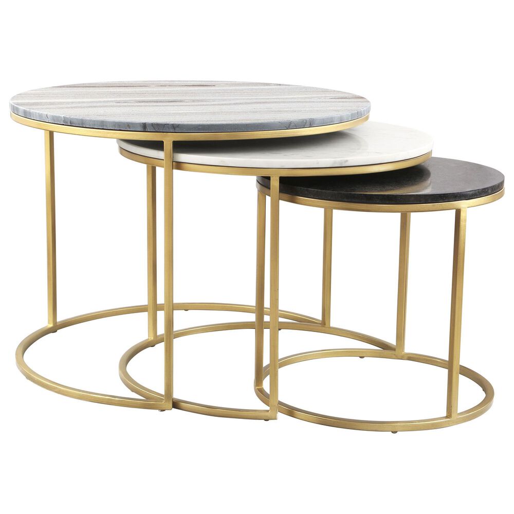 Zuo Modern Franco Nesting Coffee Tables in Gold, Grey, Black and White (Set of 3), , large