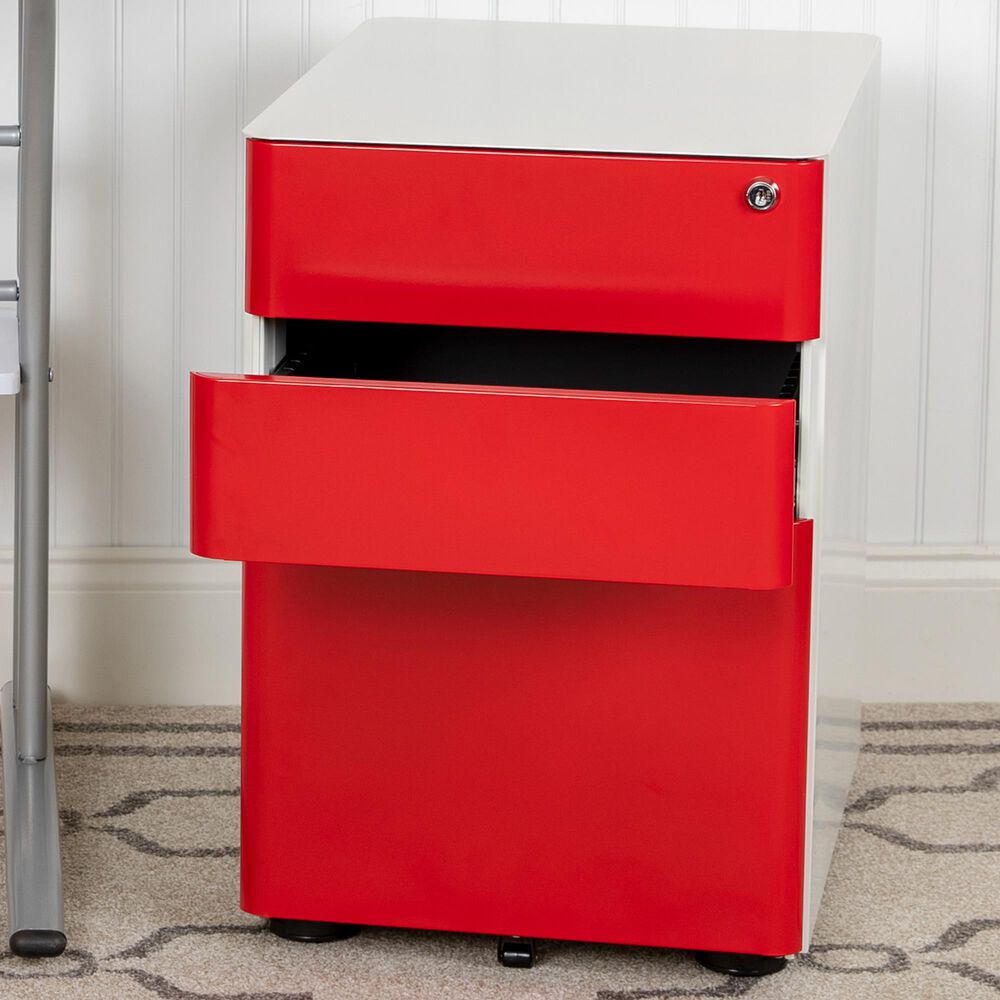 Flash Furniture 3-Drawer Mobile File in Red, , large