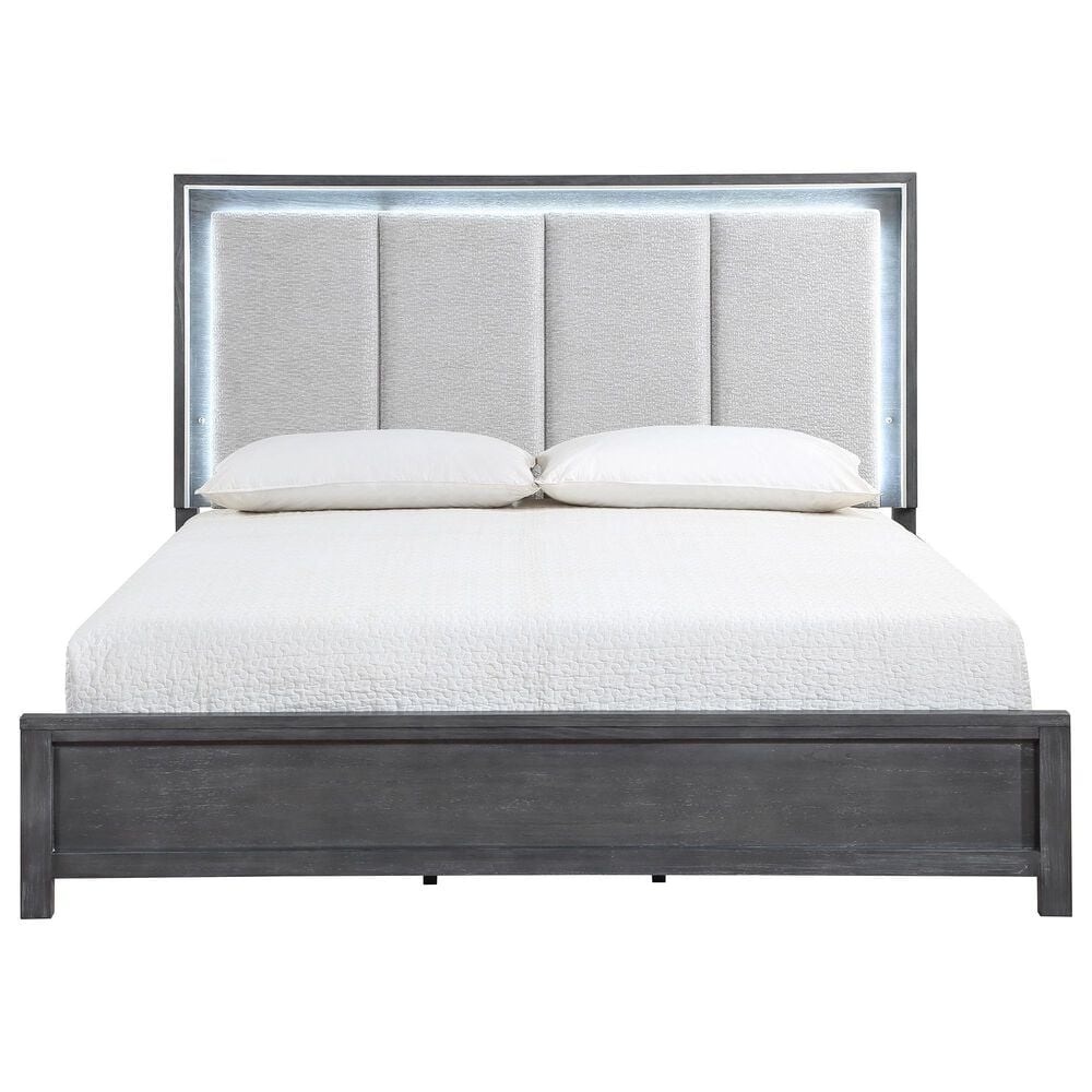New Heritage Design Odessa 4-Piece King Bedroom Set in Charcoal and Silver, , large