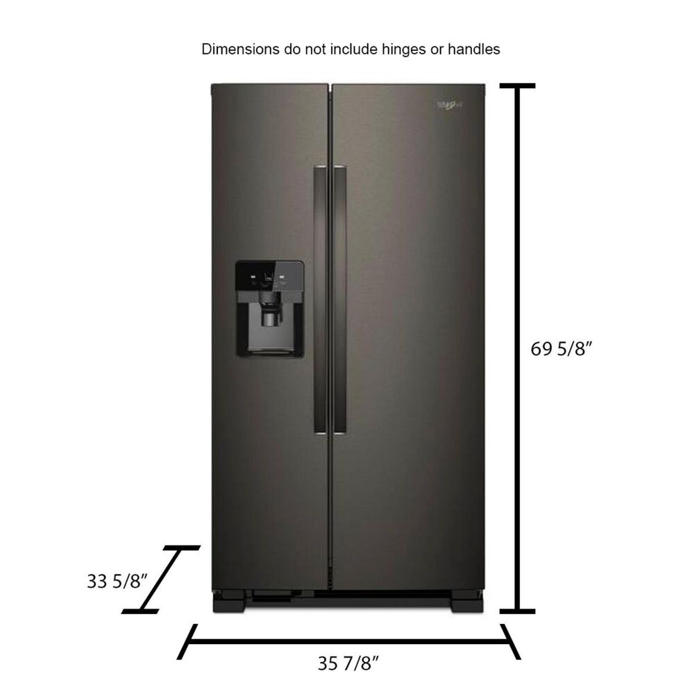 Whirlpool 24.5 Cu. Ft. 36" Wide Side-by-Side Refrigerator in Fingerprint Resistant in Black Stainless Steel, , large