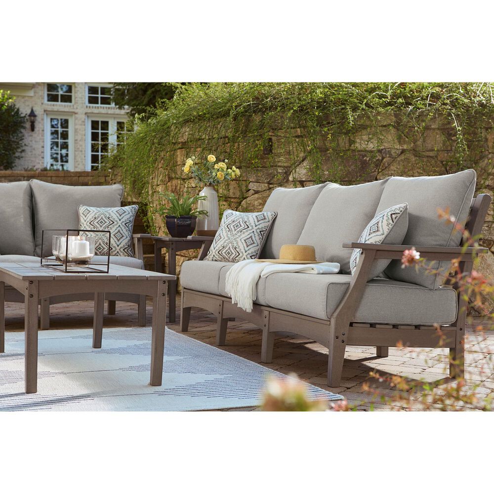 Signature Design by Ashley Visola Stationary Sofa with Cushion in Gray, , large