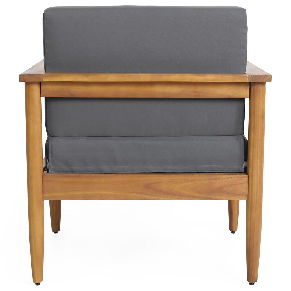 Hearth and Haven Gavin Outdoor Armchair with Cushions in Dark Gray, , large
