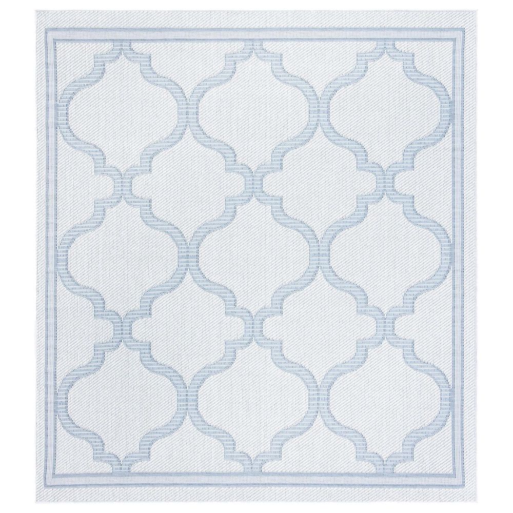 Safavieh Bermuda Geometric 6"7" Square Ivory and Light Blue Indoor/Outdoor Area Performance Rug, , large