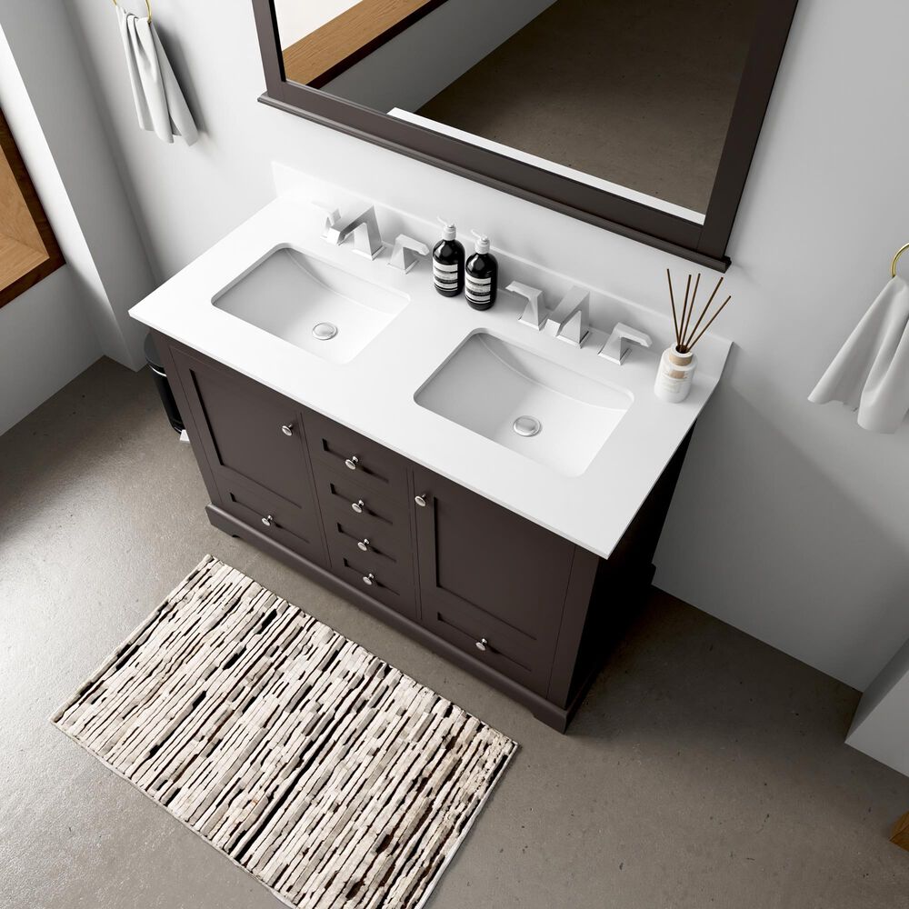 Lexora Home Dukes 48&quot; Double Bathroom Vanity in Espresso with 2 cm White Quartz Top and Rectangular Sinks, , large