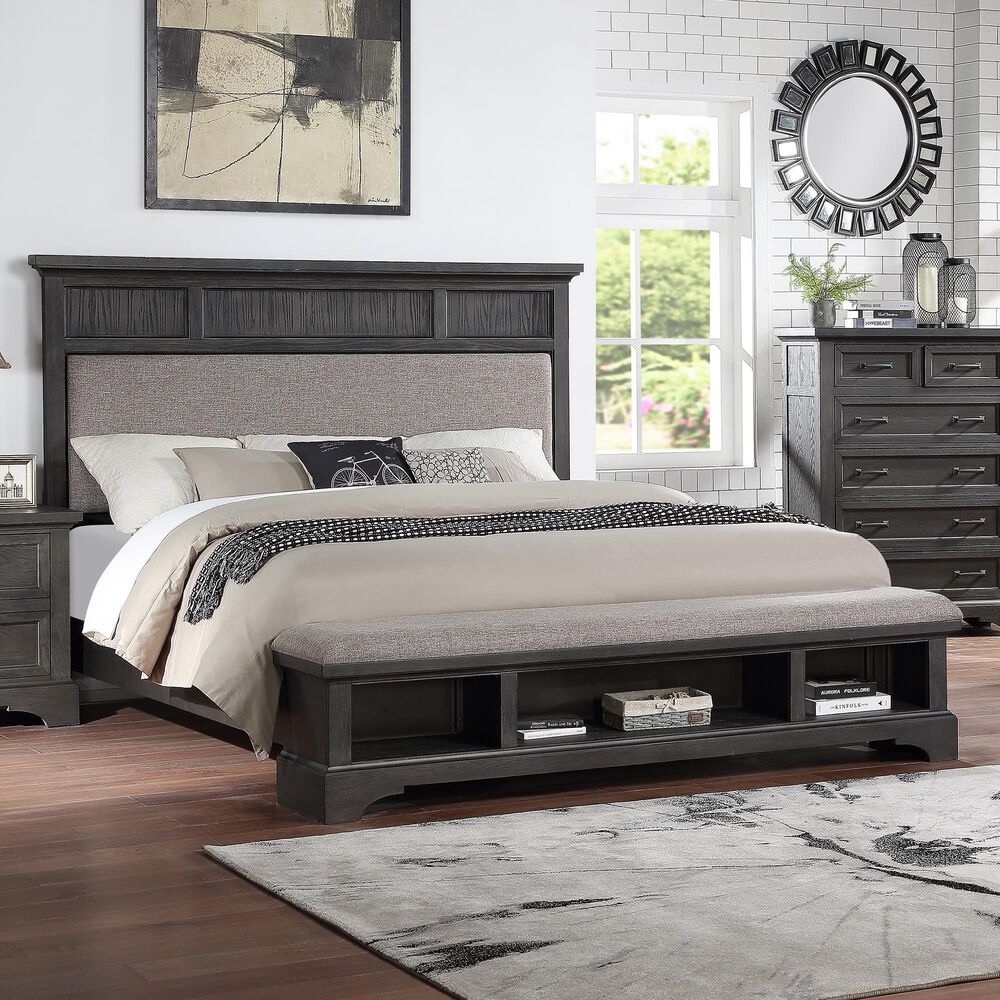 Boulder & Pine Prescott King Storage Bed in Gray Oak, , large