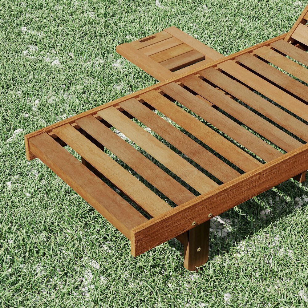 Noviland Patio Lounge Chair Chaise with Side Tray in Natural, , large