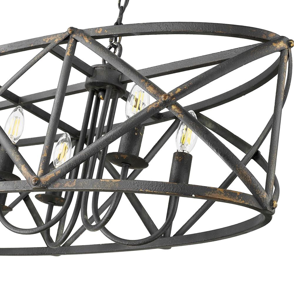 Golden Lighting Alcott 8-Light Linear Pendant in Antique Black and Gold, , large