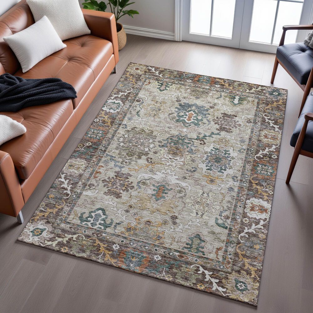 Dalyn Rug Company Silk Road Chocolate, Ivory, Gold, Copper, Blush, Aloe and Wheat 3&#39; x 5&#39; Area Rug, , large