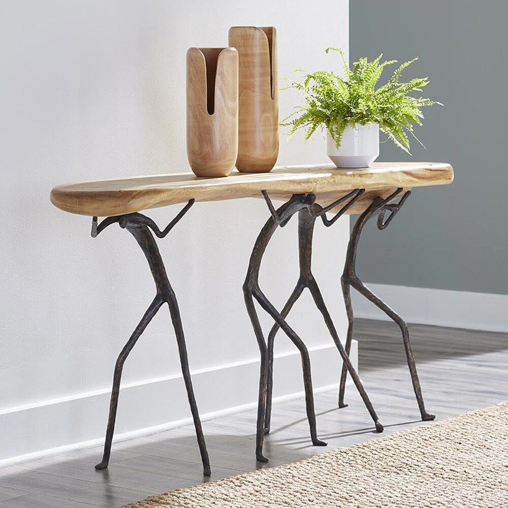 TimberHaus Atlas Console Table in Natural and Black, , large