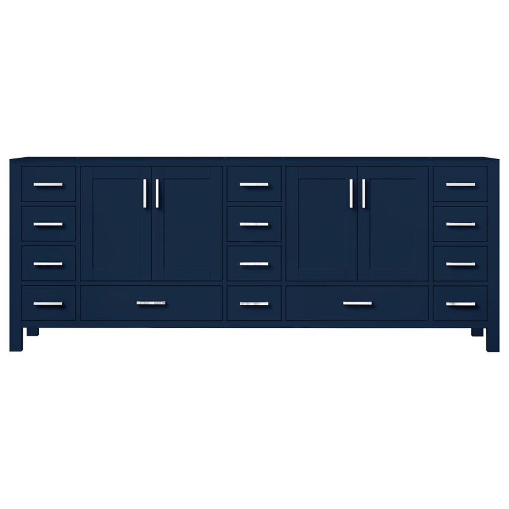 Lexora Home Jacques 84&quot; Double Bathroom Vanity in Navy Blue with 2 cm White Quartz Top and Rectangular Sinks, , large