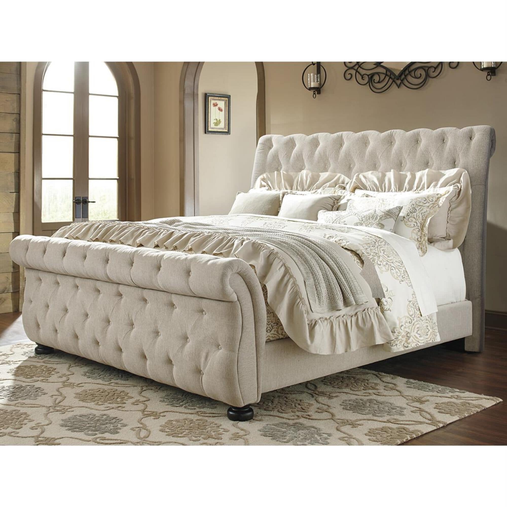 Ashley queen upholstered shop bed