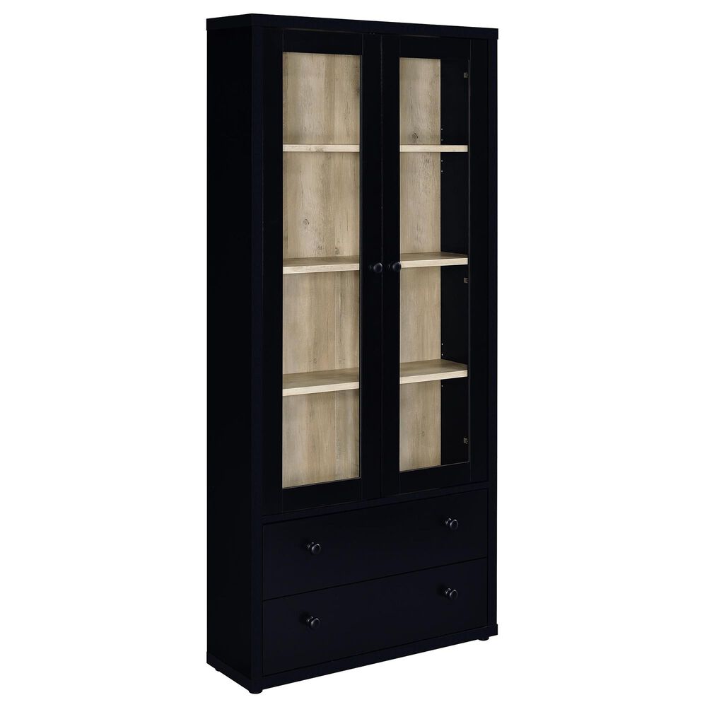 Coaster Hawthorne 4-Shelf Glass Door Tall Cabinet in Black, , large
