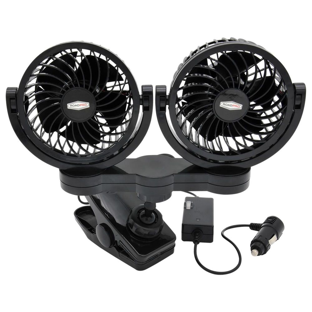 RoadPro 12-Volt Dual Fan With Mounting Clip, , large