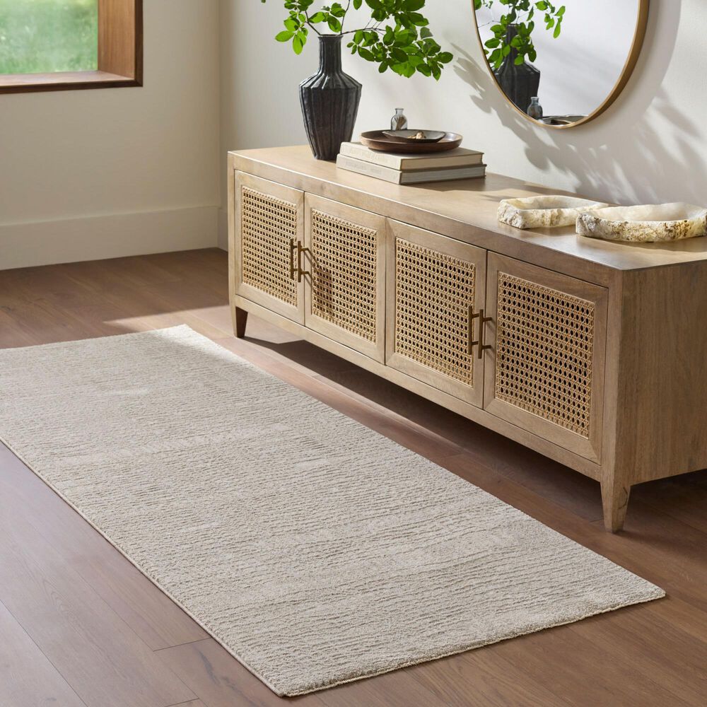 Surya Gakko Charcoal, Ivory, Cream and Tan 2&#39;7&quot; x 10&#39; Runner, , large