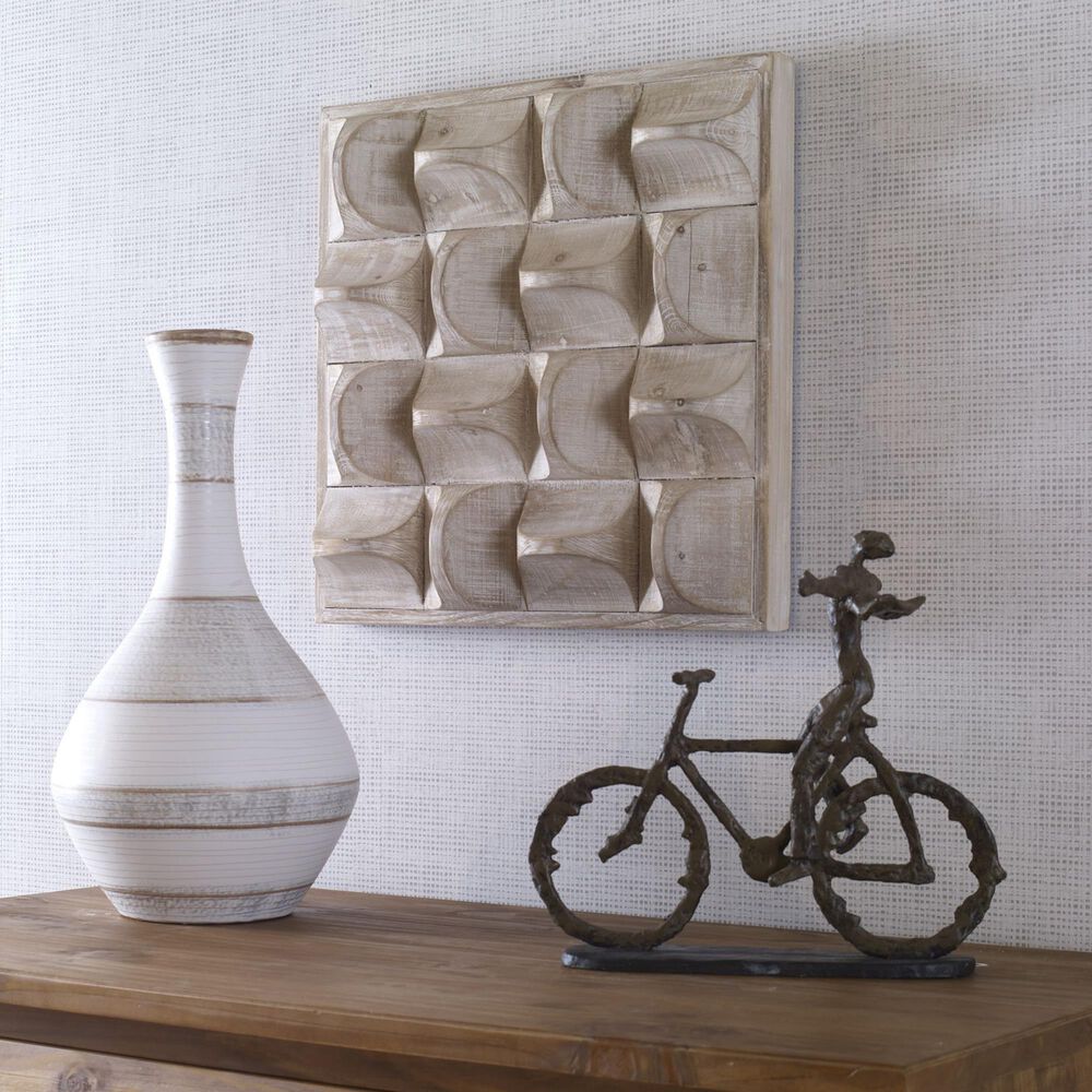 Uttermost Pickford 20&quot; x 20&quot; Wood Wall Decor in Natural Wash and Ivory, , large