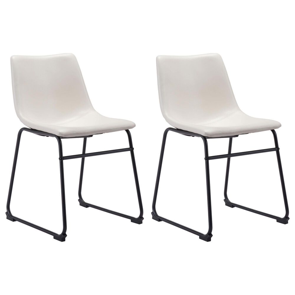 Zuo Modern Smart Dining Chair in Distressed White/Black (Set of 2), , large