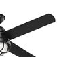 Hunter Searow 54" Outdoor Ceiling Fan with LED Lights in Matte Black, , large