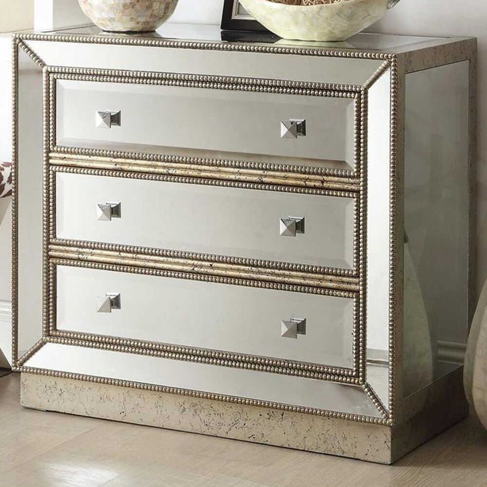 Linon Home Decor 3-Drawer Chest in Silver, , large