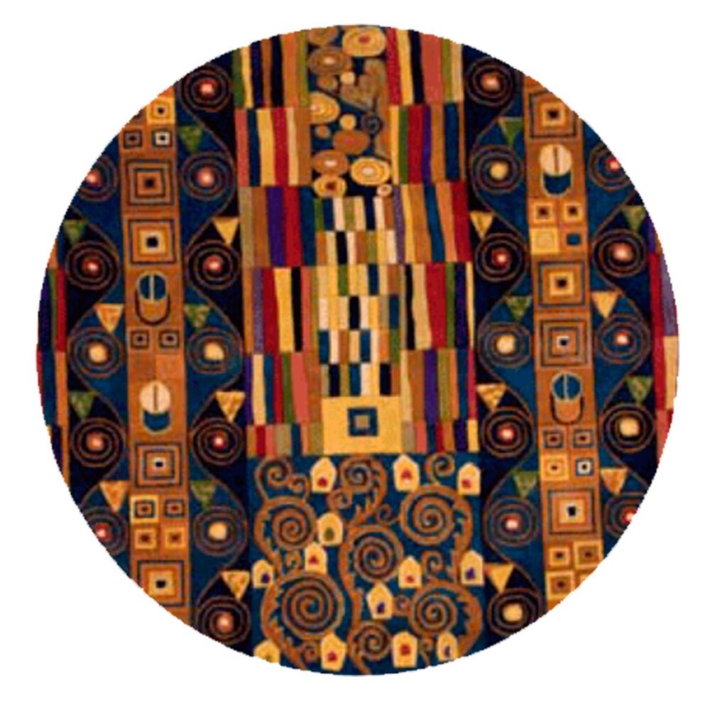 Momeni New Wave NW-002 5'9" Round Blue Area Rug, , large