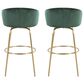 LumiSource Claire Swivel Barstool with Green Velvet Upholstery in Gold (Set of 2), , large