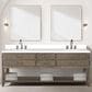 Lexora Home Norwalk 84" Double Bathroom Vanity in Grey Oak with White Quartz Top and Rectangular Sinks, , large