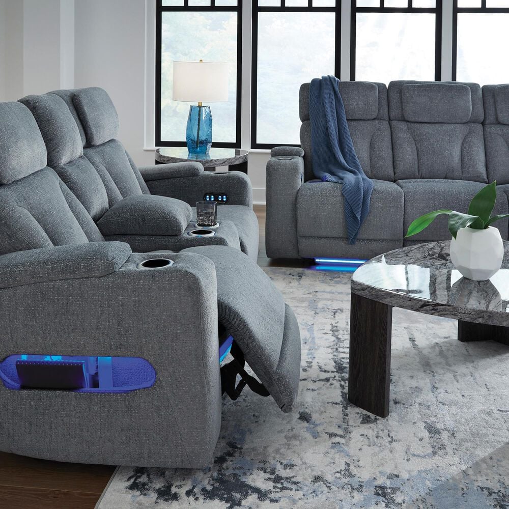Ashley Forest Lake Power Reclining Sofa in Steel, , large