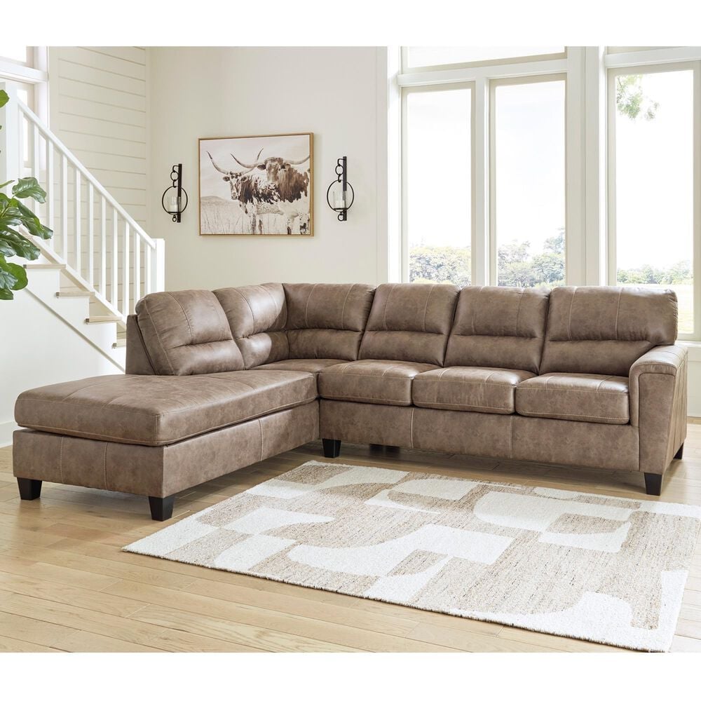 Ashley Navi 2-Piece Right Facing Stationary Sleeper Sectional in Fossil, , large