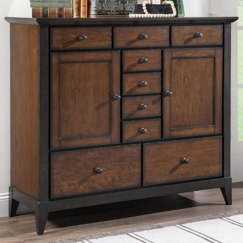 St Claire Home Fenmore 2-Door 9-Drawer Chest in Mocha and Distressed Cherry, , large