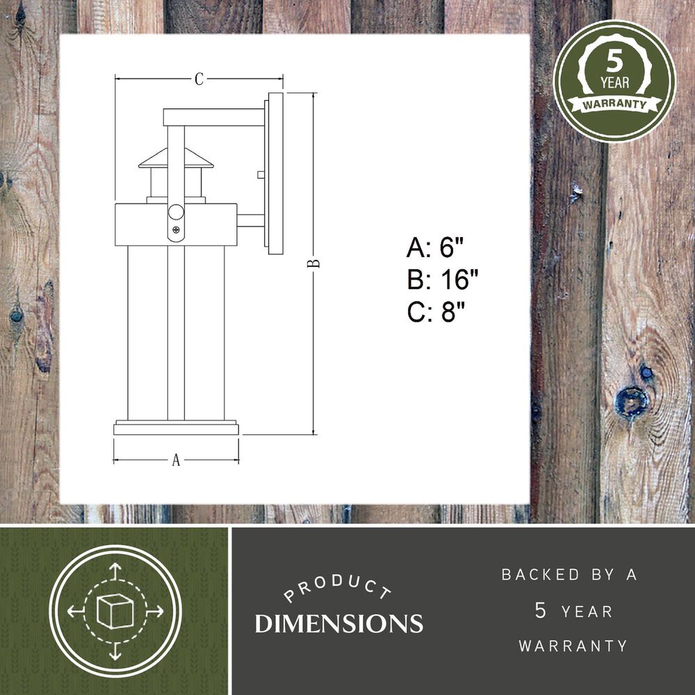 Vaxcel Cumberland 16" 1-Light Outdoor Motion Sensor Wall Sconce in Rust Iron, , large