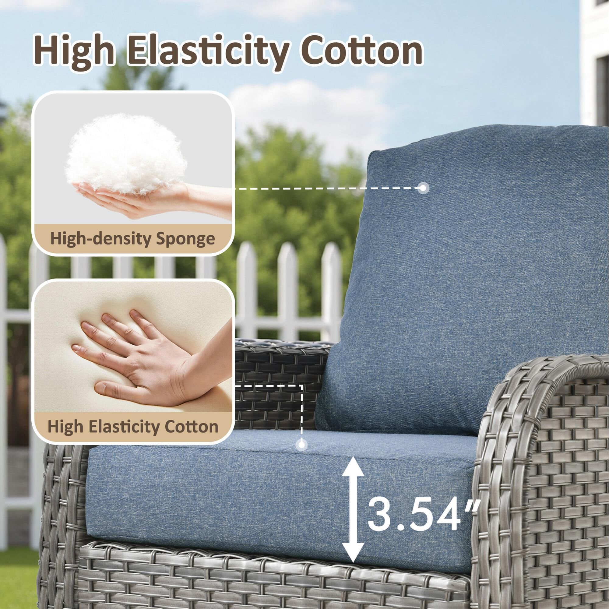 HOMLUX 6-Piece Outdoor Conversation Set in Denim Blue