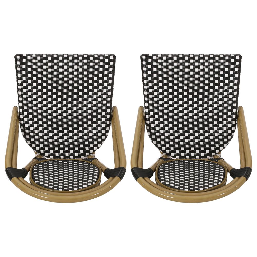 Hearth and Haven Outdoor French Bistro Chair in White, Black and Yellow &#40;Set of 2&#41;, , large