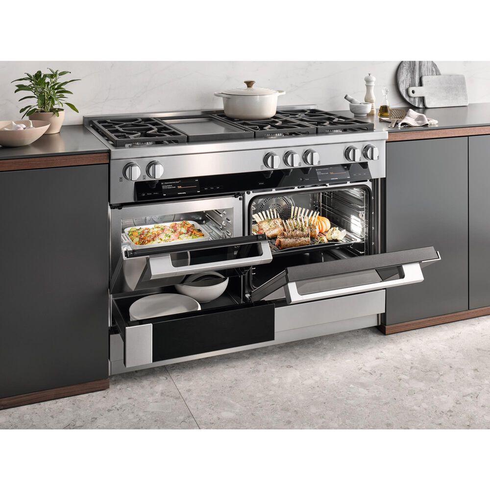 Miele 48" Freestanding Natural Gas Dual Fuel Range with Broil-Griddle Cover in Stainless Steel and Black, , large