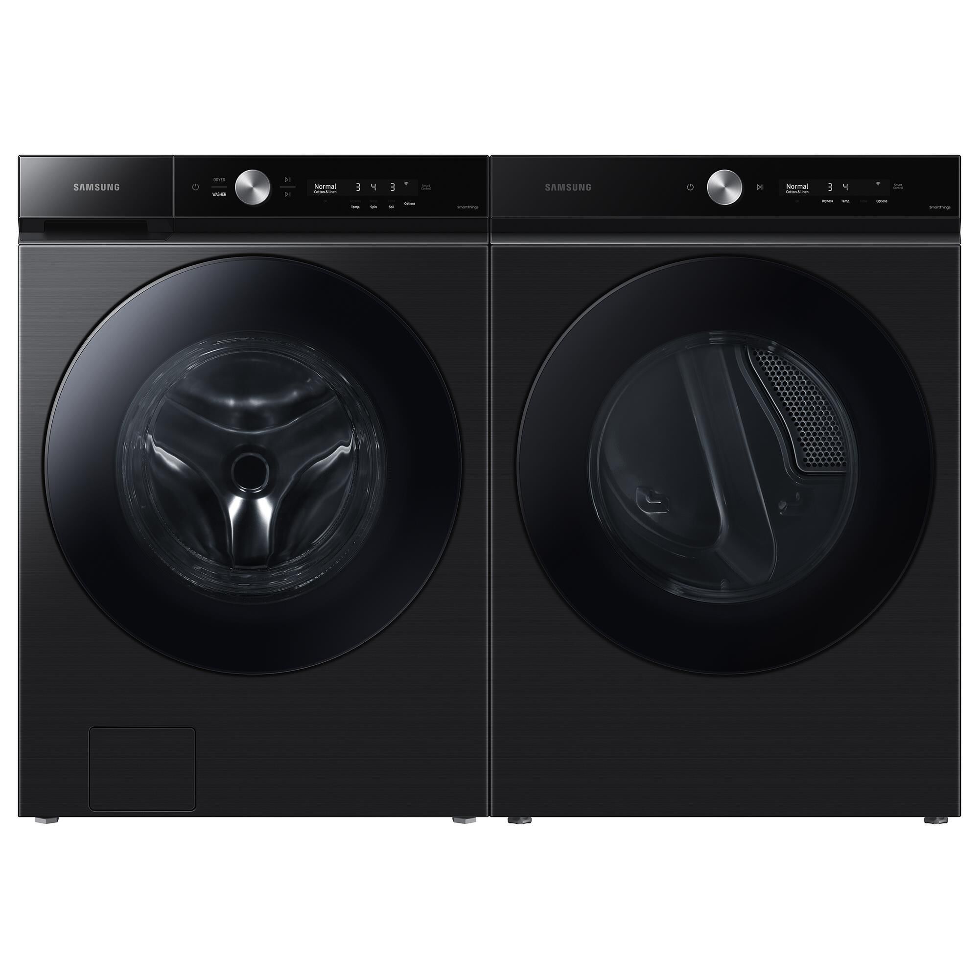 Samsung Bespoke 5.3 Cu. Ft. Front Load Washer and 7.6 Cu. Ft. Gas Dryer Laundry Pair in Brushed Black