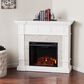 Southern Enterprises Engo Electric Convertible Corner Fireplace in Fresh White/Rustic White Faux Stone, , large