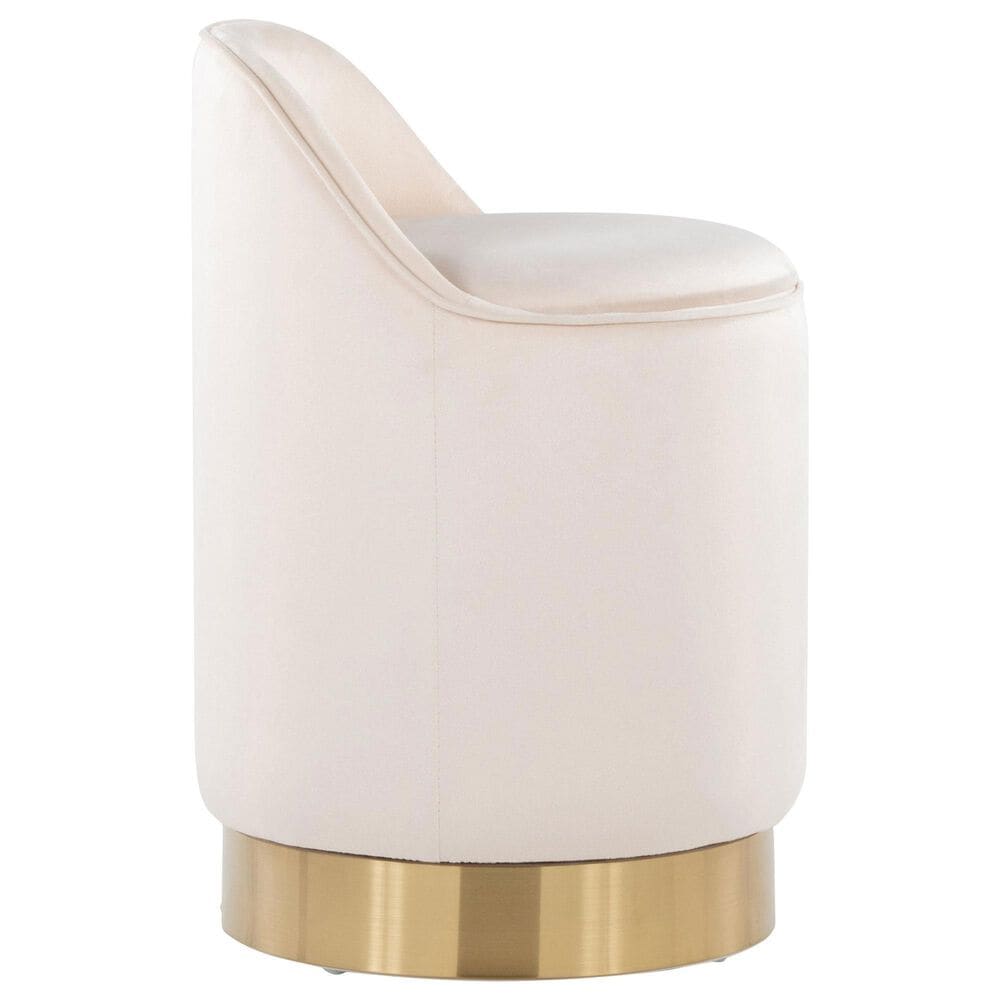 Lumisource Marla Vanity Stool with Cream Upholstered in Gold, , large