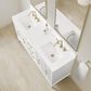 37B Fenwick 60" Double Bathroom Vanity in Bright White with Glossy White Composite Stone Top and Backsplash, , large