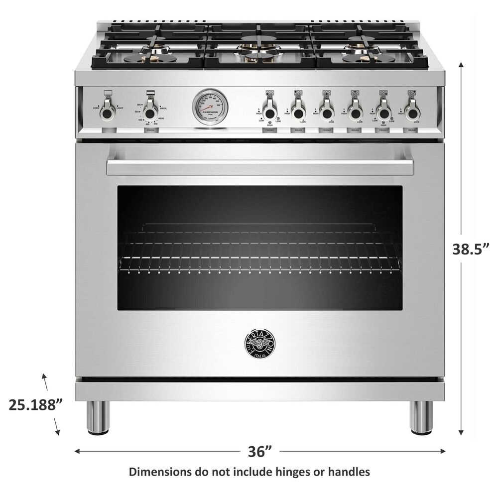 Bertazzoni 36 Inch Liquid Propane Gas Range in Stainless Steel, , large