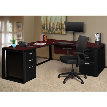 Regency Global Sourcing Structure Contemporary 66" x 30" L-Desk with Return in Mahogany/Black, , large