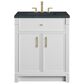 James Martin Bellshire 30" Single Bathroom Vanity in Bright White with 3 cm Charcoal Soapstone Silestone Top and Rectangular Sink, , large